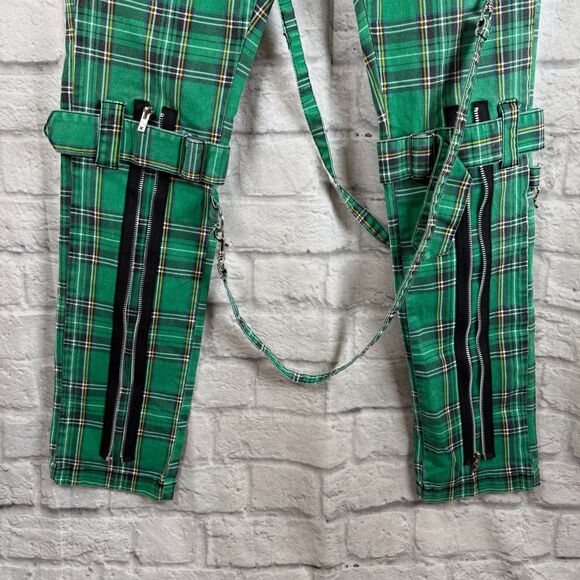 Tripp NYC Plaid Bondage Unisex Size 30 Pants Punk Green Tartan Daang Goodman - Picture 9 of 10